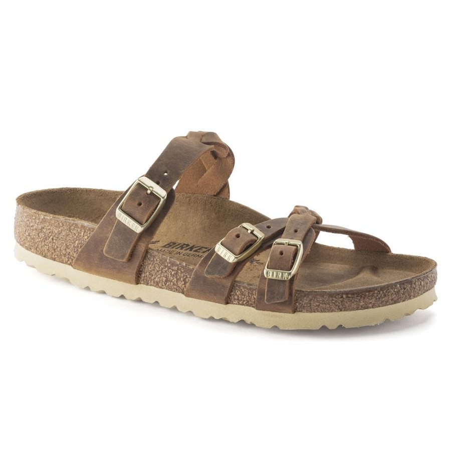 Birkenstock Franca Braid Cognac Oiled Leather Regular Width Hard Footbed | Sandals