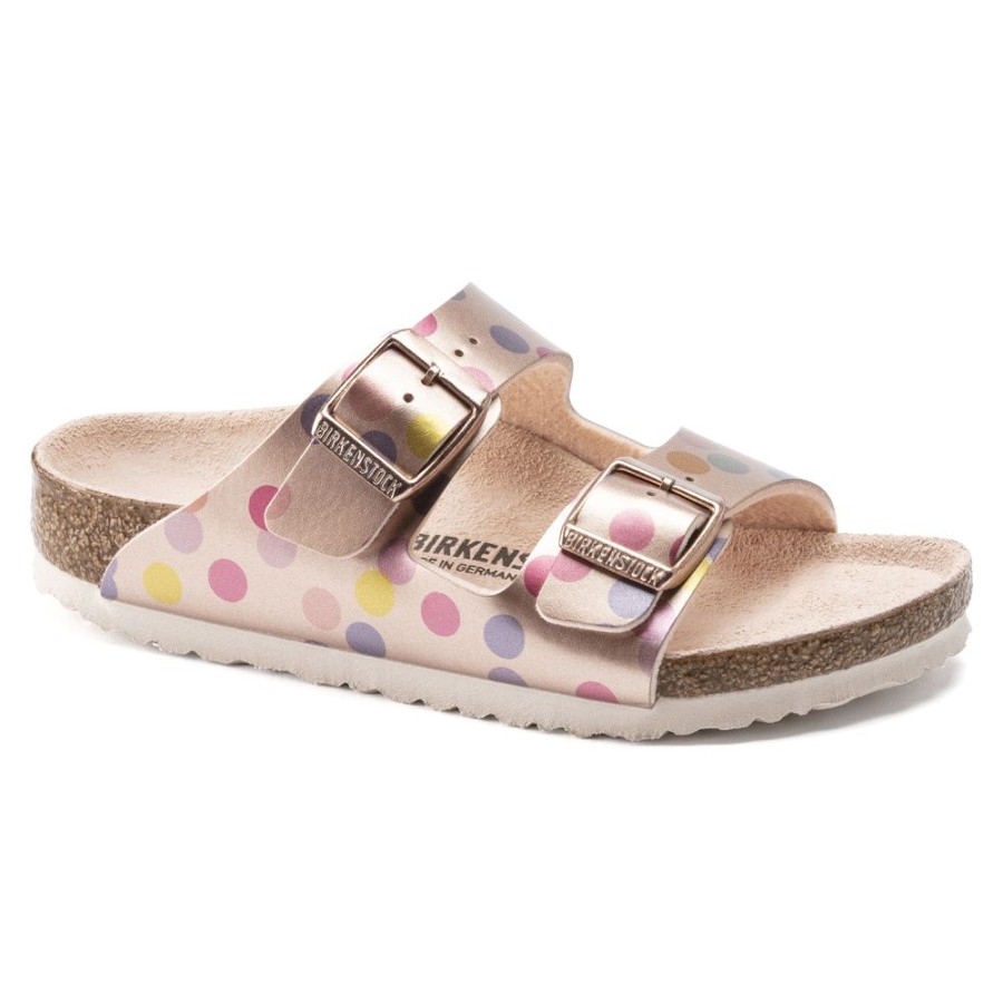 Birkenstock Arizona Kid'S Metallic Copper Dots Birko-Flor Narrow Width Hard Footbed | Girls