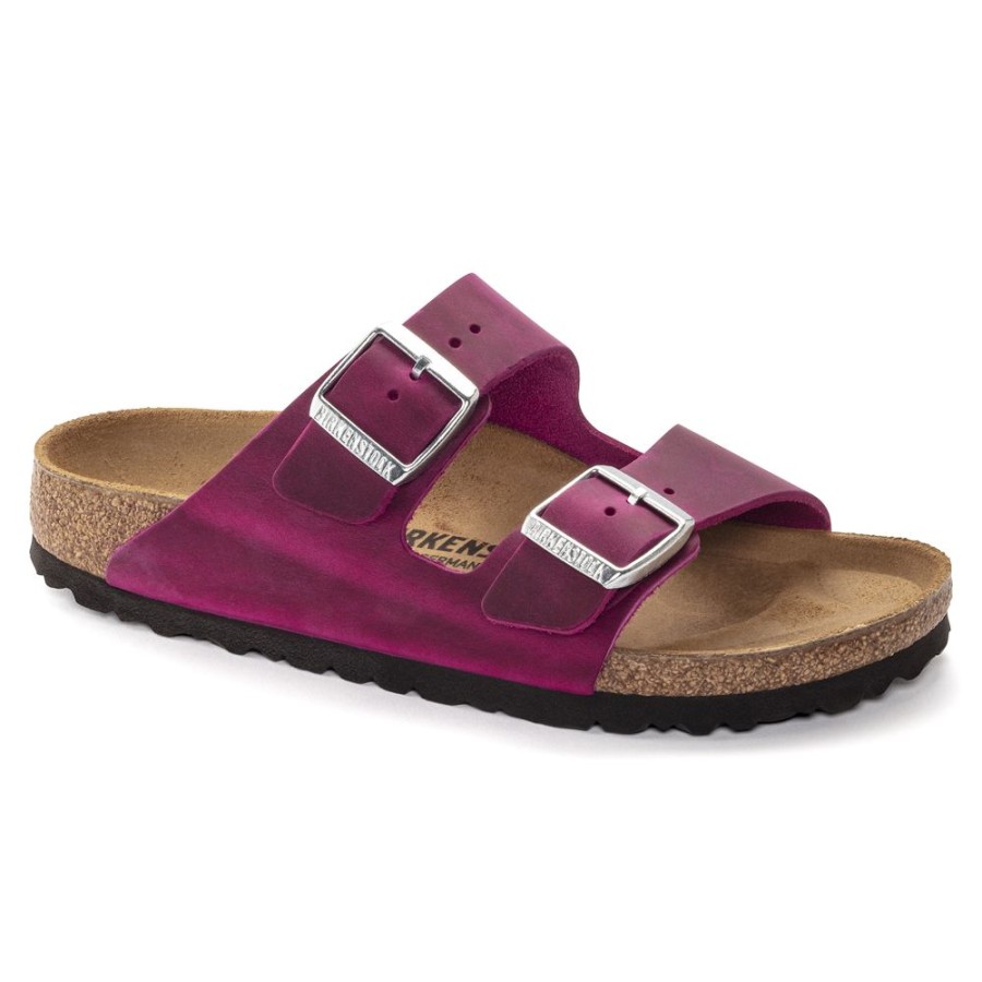 Birkenstock Arizona Festival Fuchsia Oiled Leather Regular Width Hard Footbed | Sandals