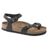 Birkenstock Taormina Black Oiled Leather Regular Width Hard Footbed | Sandals