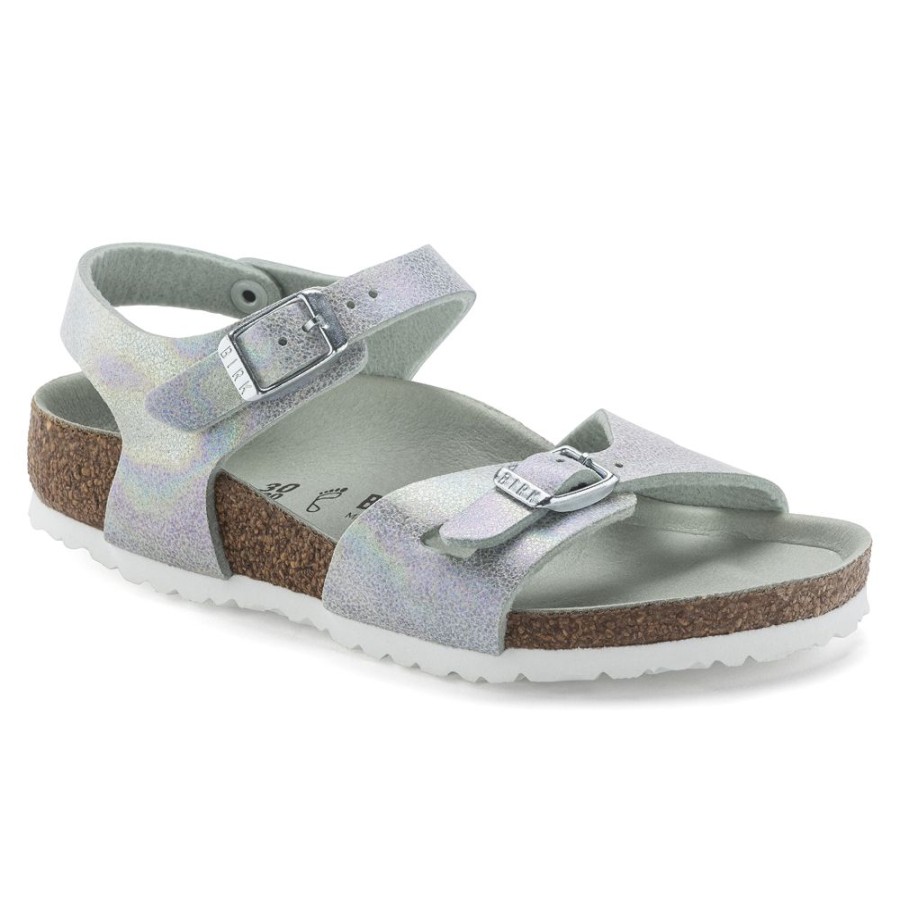 Birkenstock Rio Kid'S Iridescent Matcha Narrow Width Hard Footbed | Girls