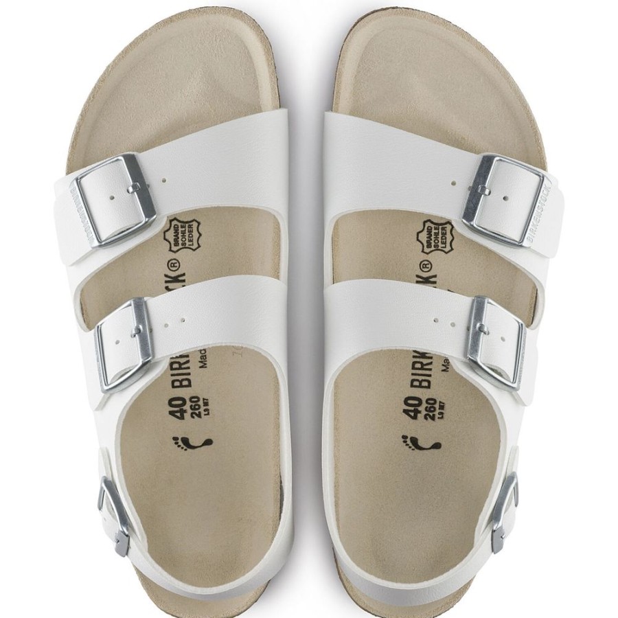 Birkenstock Milano White Birko-Flor Regular Width Hard Footbed | Sandals