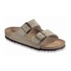 Birkenstock Arizona Taupe Suede Leather Regular Width Hard Footbed | Sandals