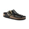 Birkenstock Gizeh Big Buckle High Shine Black Regular Width Hard Footbed | Sandals