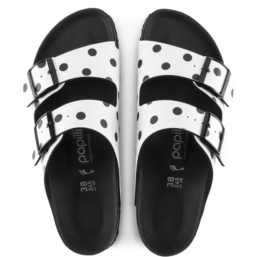 Birkenstock Arizona Platform White Black Dots Birko-Flor Narrow Width Hard Footbed | Sandals