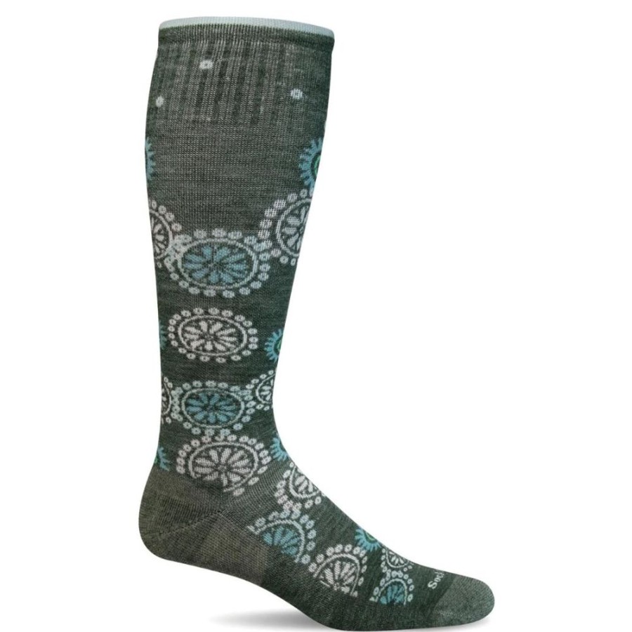 Sockwell Block Print Moderate Graduated Compression Socks Juniper Women'S | Socks