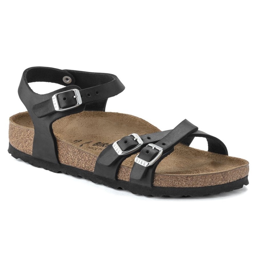 Birkenstock Kumba Black Oiled Leather Regular Width Hard Footbed | Sandals