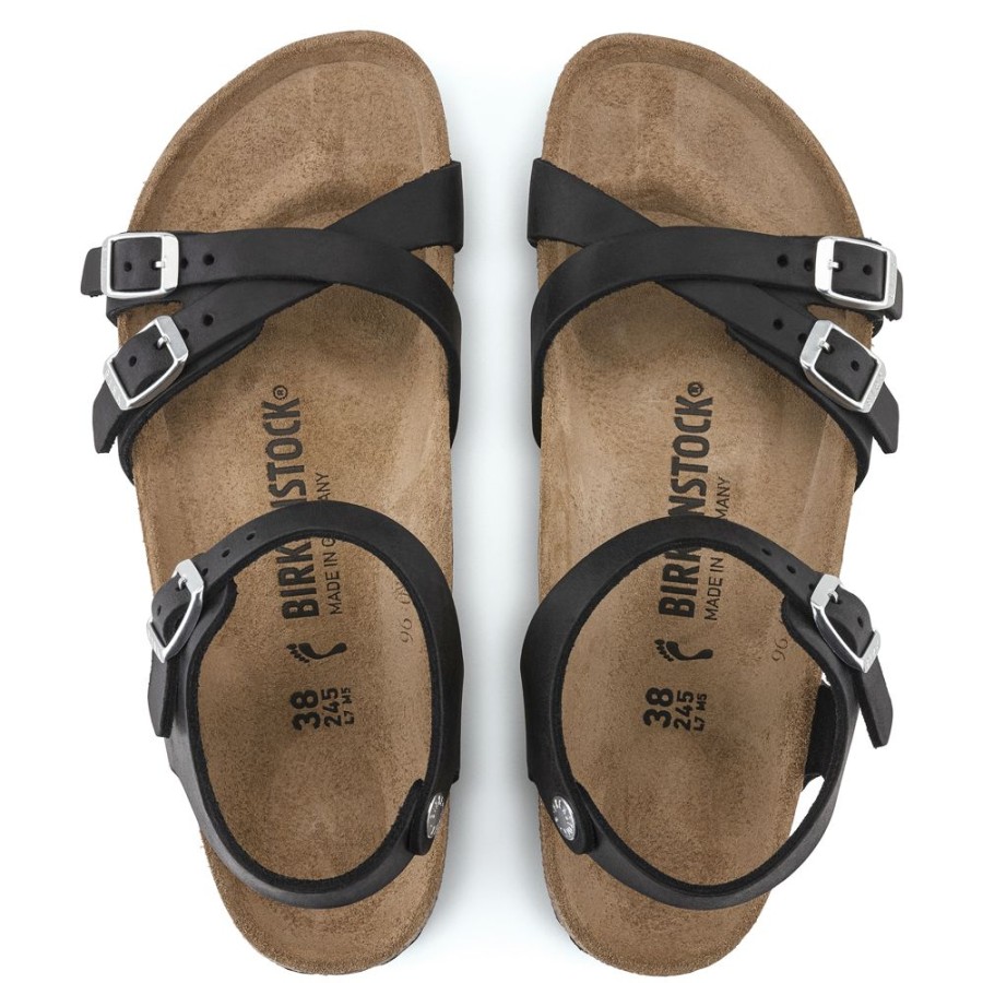 Birkenstock Kumba Black Oiled Leather Regular Width Hard Footbed | Sandals