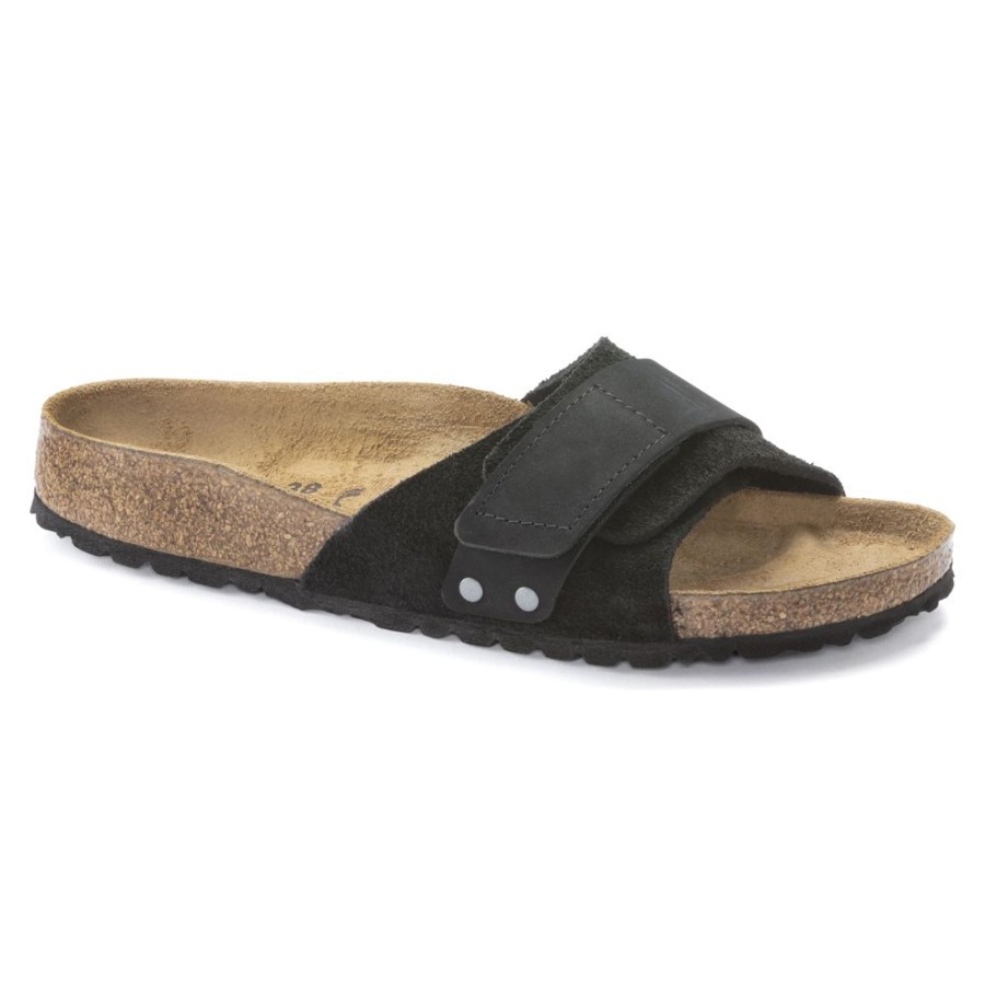 Birkenstock Oita Black Suede Leather Narrow Width Hard Footbed | Sandals