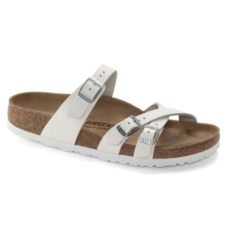 Birkenstock Franca White Leather Regular Width Hard Footbed | Sandals