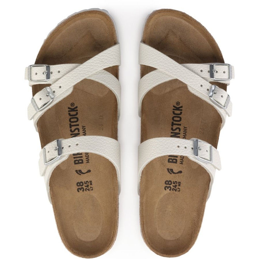 Birkenstock Franca White Leather Regular Width Hard Footbed | Sandals