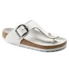 Birkenstock Gizeh Big Buckle White Smooth Leather Regular Width Hard Footbed | Sandals