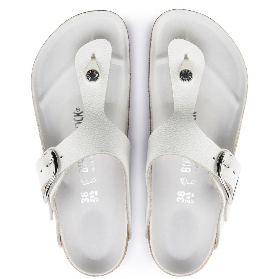 Birkenstock Gizeh Big Buckle White Smooth Leather Regular Width Hard Footbed | Sandals