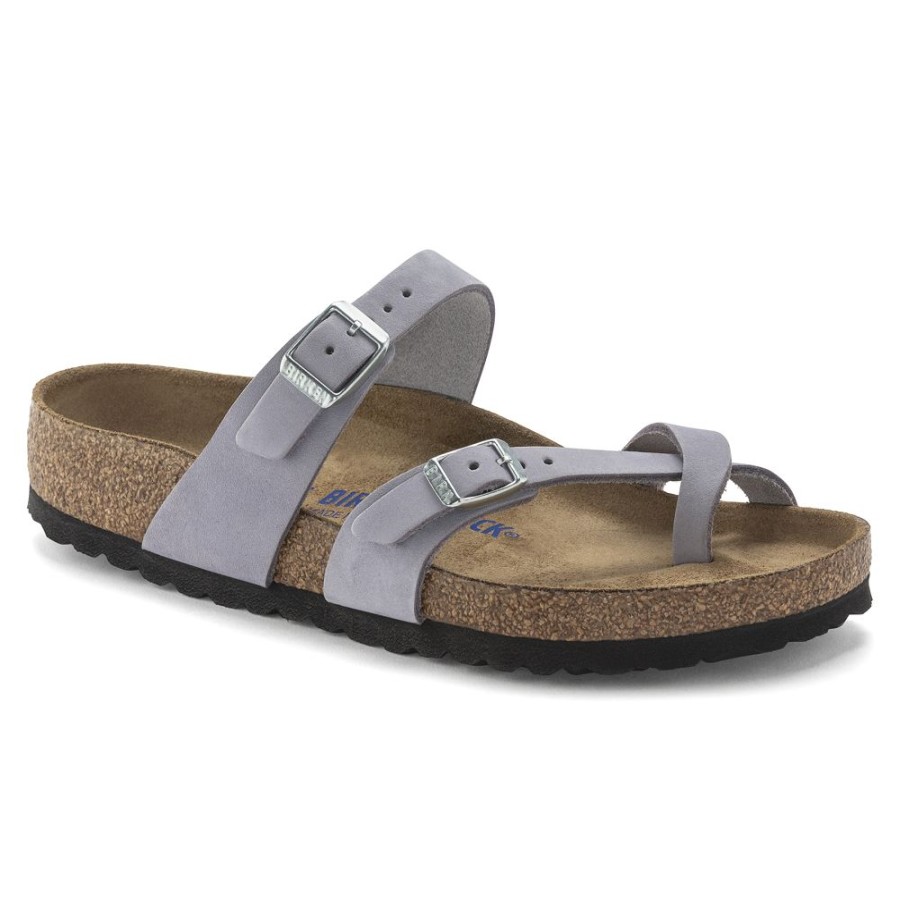 Birkenstock Mayari Purple Fog Nubuck Leather Regular Width Soft Footbed | Sandals