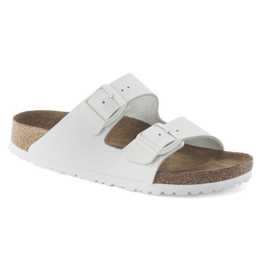 Birkenstock Arizona White Leather Regular Width Soft Footbed | Sandals