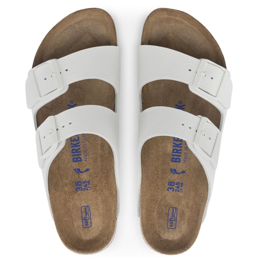 Birkenstock Arizona White Leather Regular Width Soft Footbed | Sandals