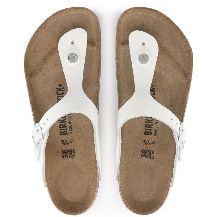 Birkenstock Gizeh White Leather Regular Width Hard Footbed | Sandals