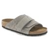 Birkenstock Kyoto Whale Grey Nubuck Leather Regular Width Hard Footbed | Sandals