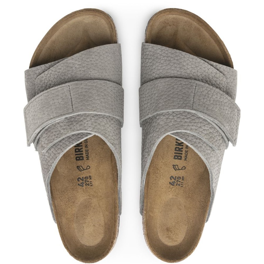 Birkenstock Kyoto Whale Grey Nubuck Leather Regular Width Hard Footbed | Sandals