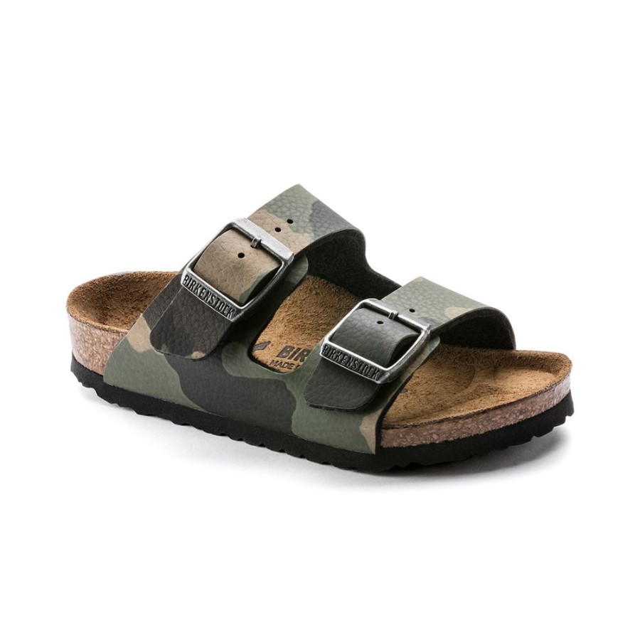 Birkenstock Arizona Kids Desert Soil Camo Khaki Narrow Width | Girls